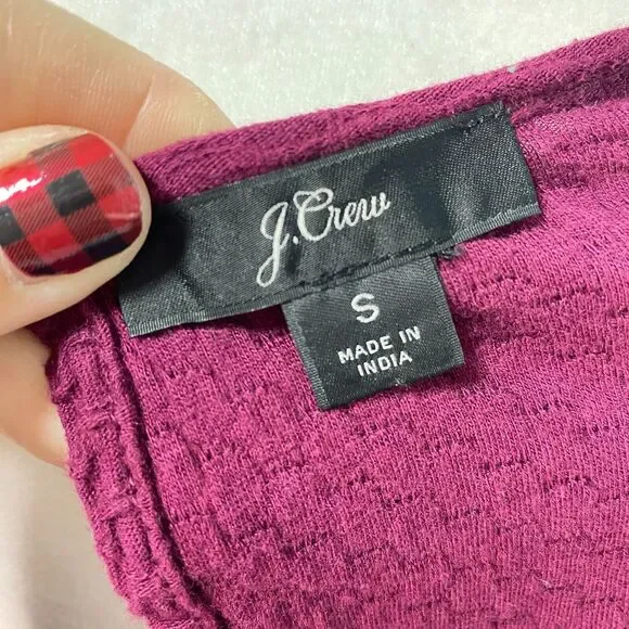 J.Crew Womens Sz Small Round Neck Ruffle Trim Honeycomb Top Long Sleeve - Picture 5 of 5